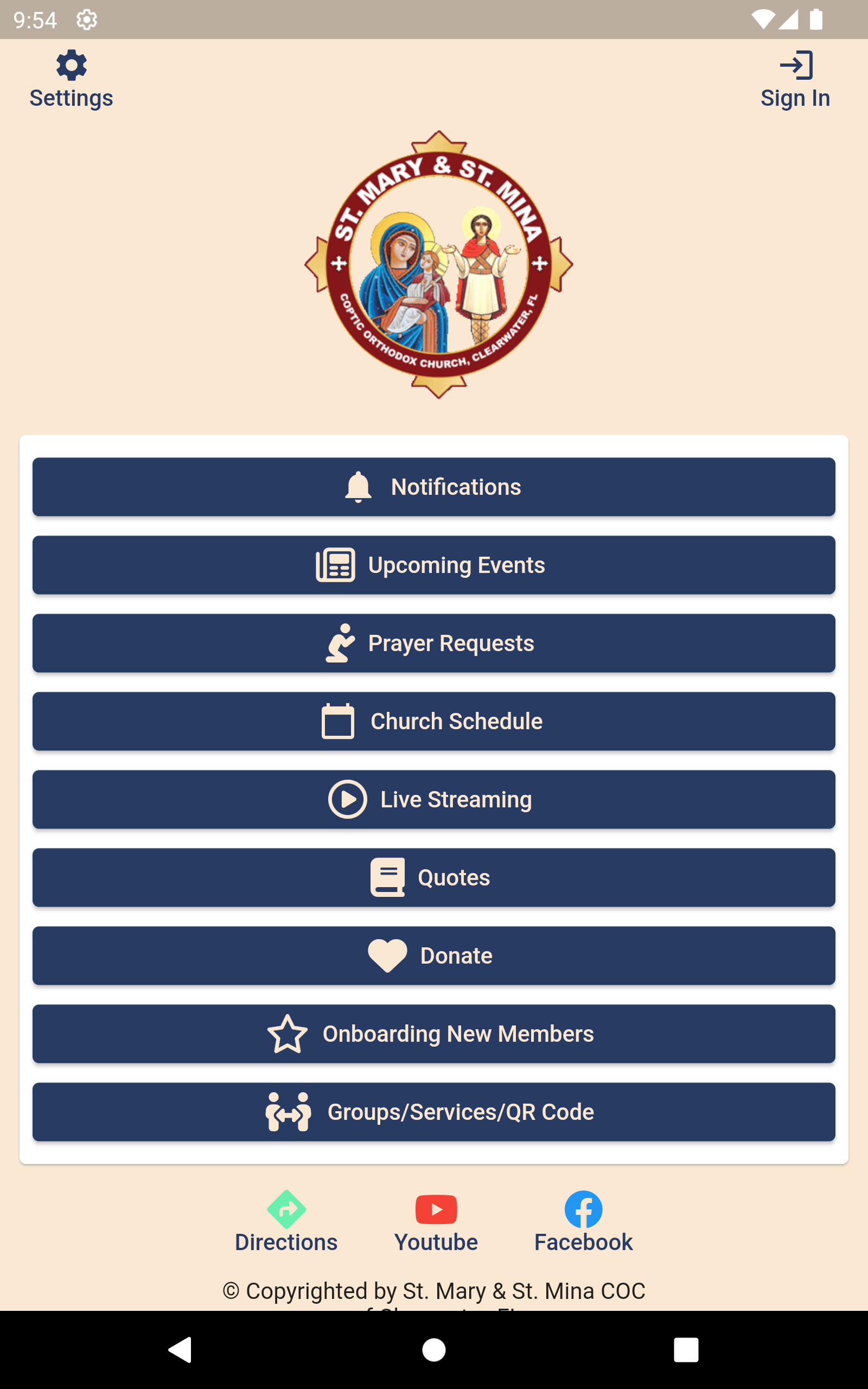 Example Church App Screenshot